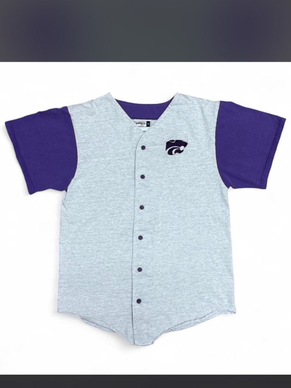 Kids Short-Sleeve Button Front Shirt - Gray & Purple